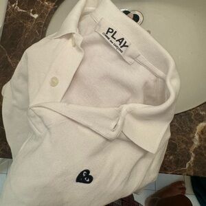 comme de garcons white collar shirt